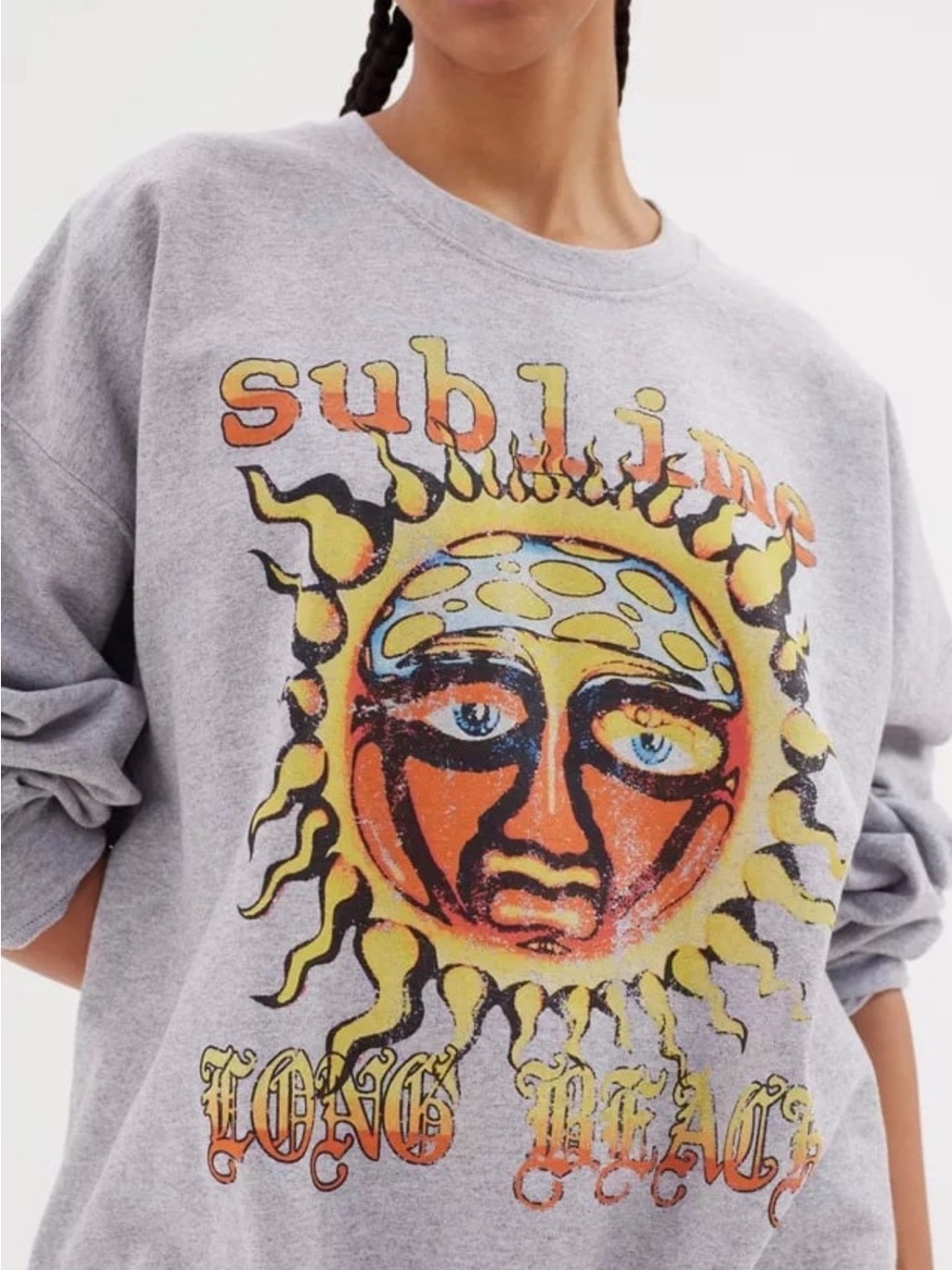 Urban Outfitters Sublime Oversized Sun Washed Pullover Gray Sweatshirt Size S/M